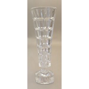 Vintage Crystal Bud Vase D'Arques, 24% Lead Block Pattern France 6.75" Tall